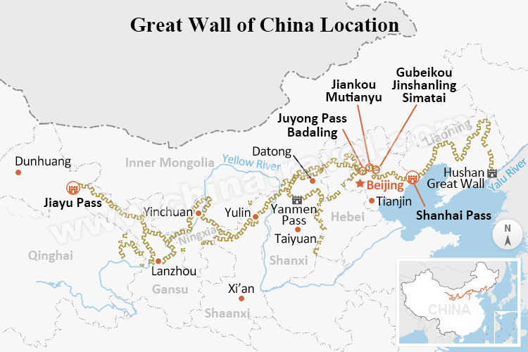 Map of Great Wall of China