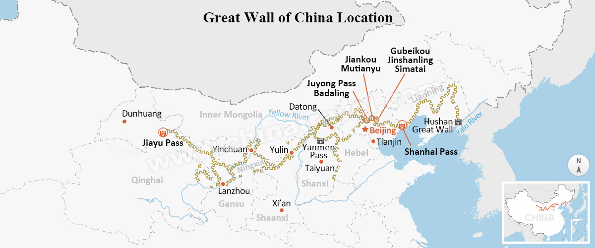 Map of Great Wall of China